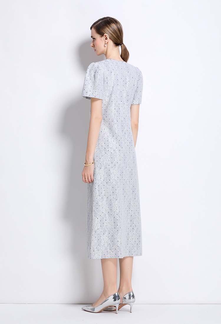 Package hip complex long dress V-neck dress
