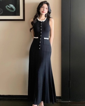 Elegant mixed colors long dress summer sleeveless vest for women