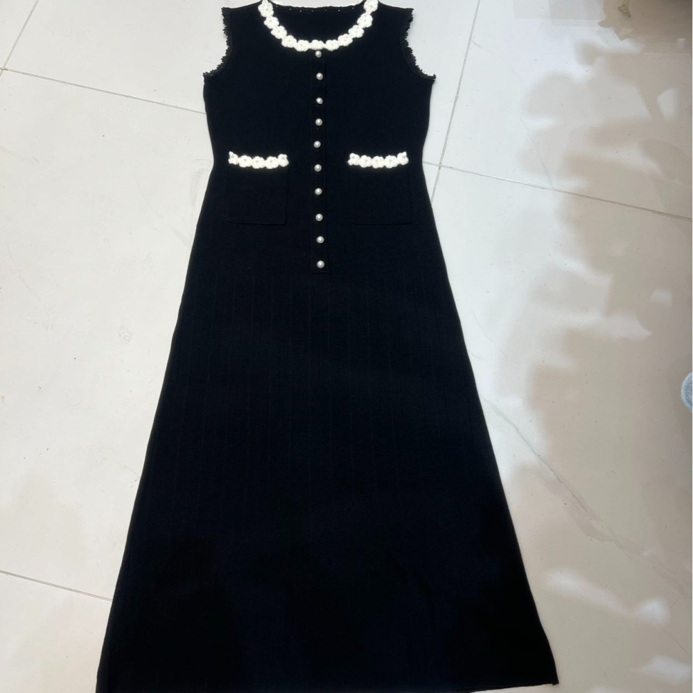 Elegant mixed colors long dress summer sleeveless vest for women