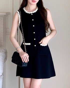 Lace summer pocket T-back sleeveless chanelstyle dress