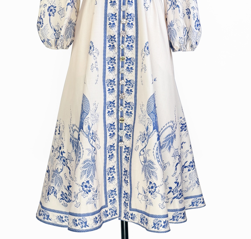 Cstand collar Casual long dress single-breasted belt