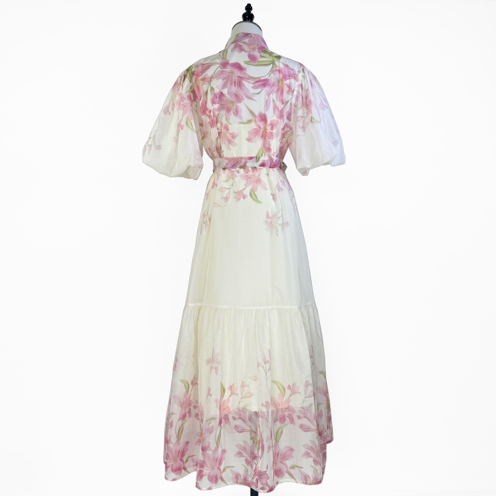 Puff sleeve retro lithe France style dress