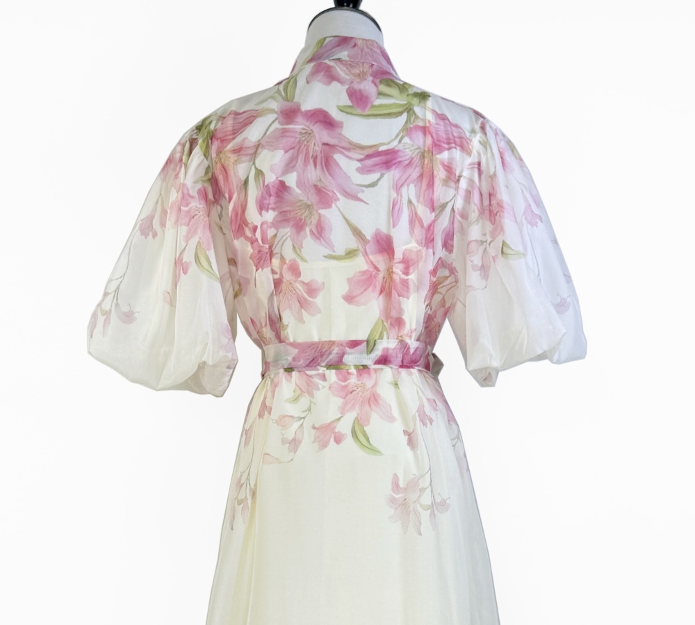 Puff sleeve retro lithe France style dress