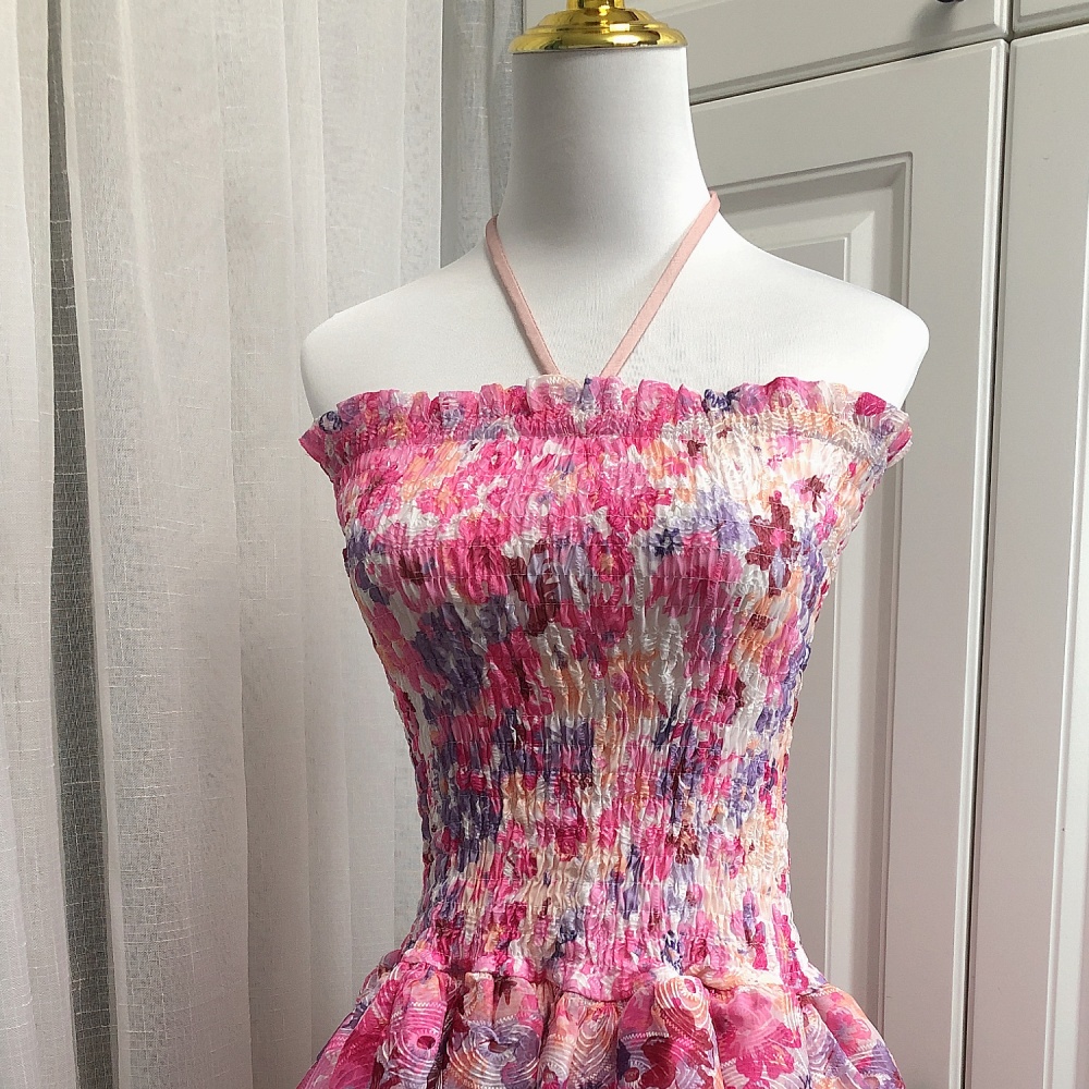 Hollow embroidery lotus leaf edges dress