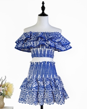 Package hip short tops hollow cake skirt a set