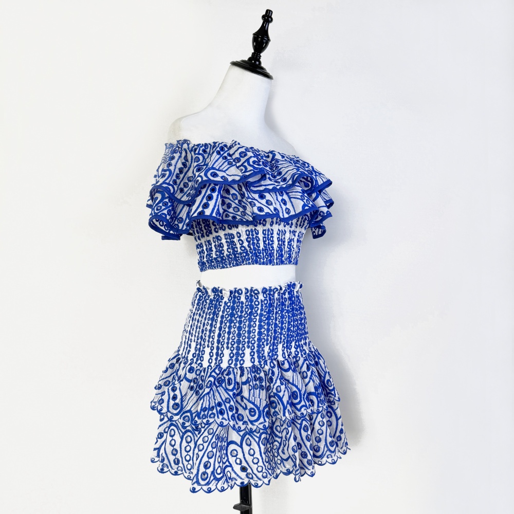 Package hip short tops hollow cake skirt a set