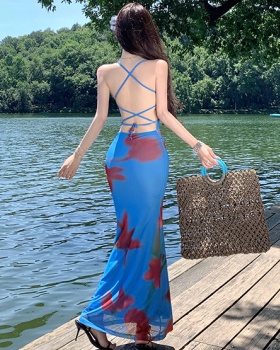 Bandage vacation halter sexy seaside slim dress