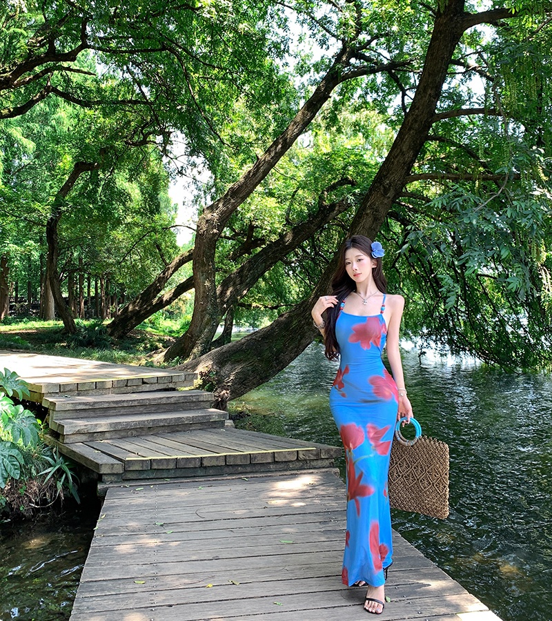 Bandage vacation halter sexy seaside slim dress