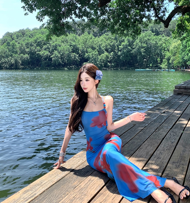 Bandage vacation halter sexy seaside slim dress