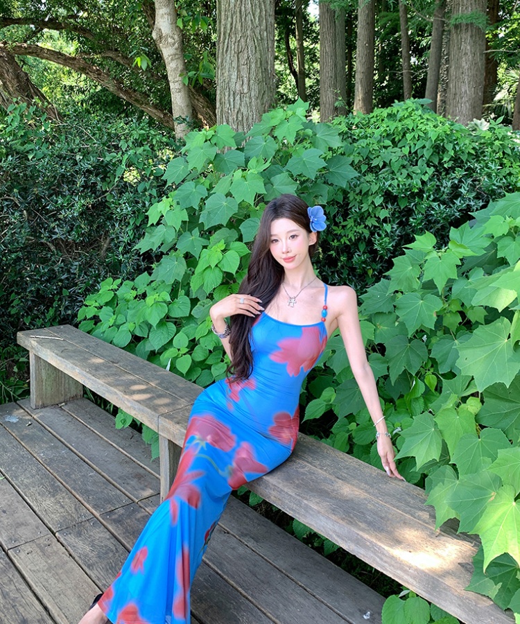 Bandage vacation halter sexy seaside slim dress