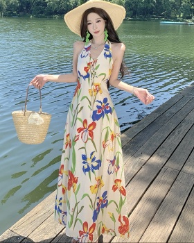 Halter retro slim dress temperament summer long dress