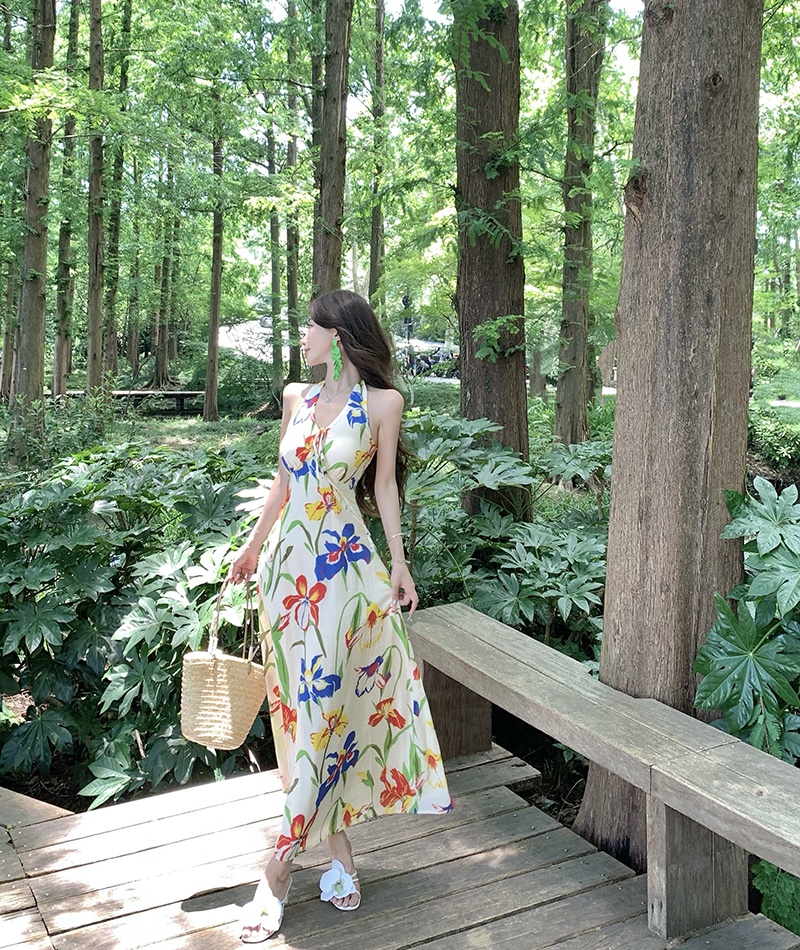 Halter retro slim dress temperament summer long dress