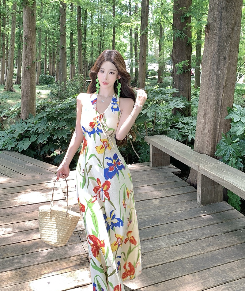 Halter retro slim dress temperament summer long dress