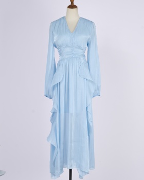 Summer seaside long dress real silk vacation dress for women