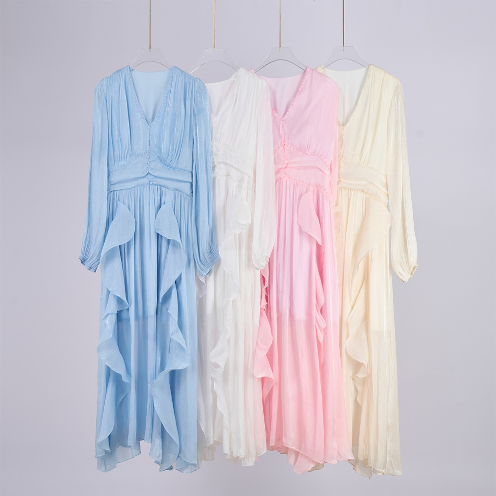 Summer seaside long dress real silk vacation dress for women