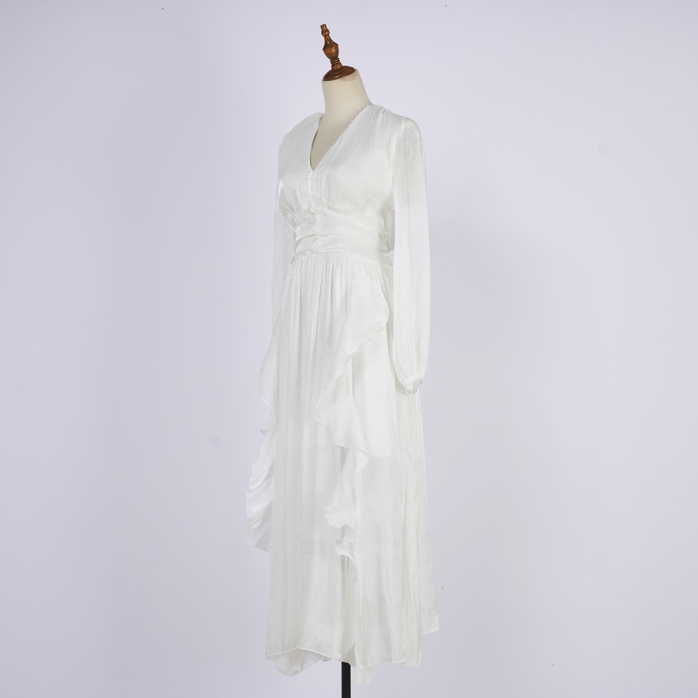 Summer seaside long dress real silk vacation dress for women