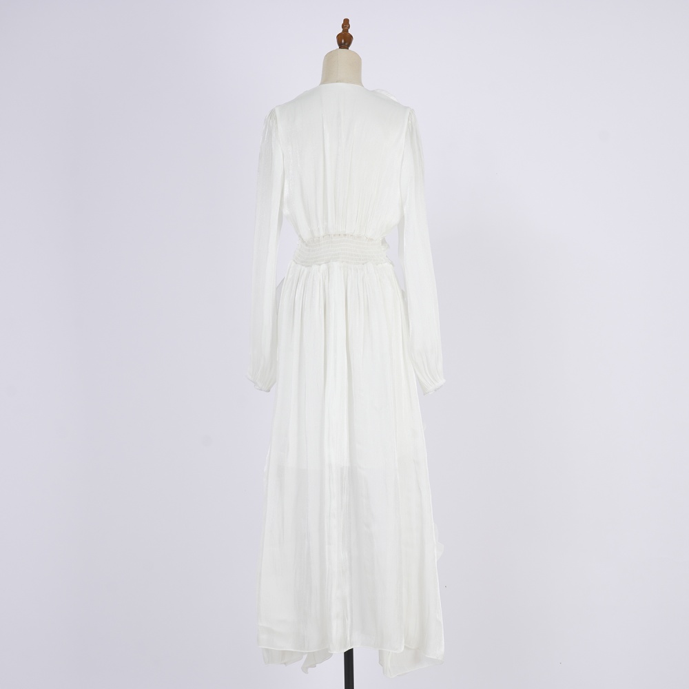Summer seaside long dress real silk vacation dress for women