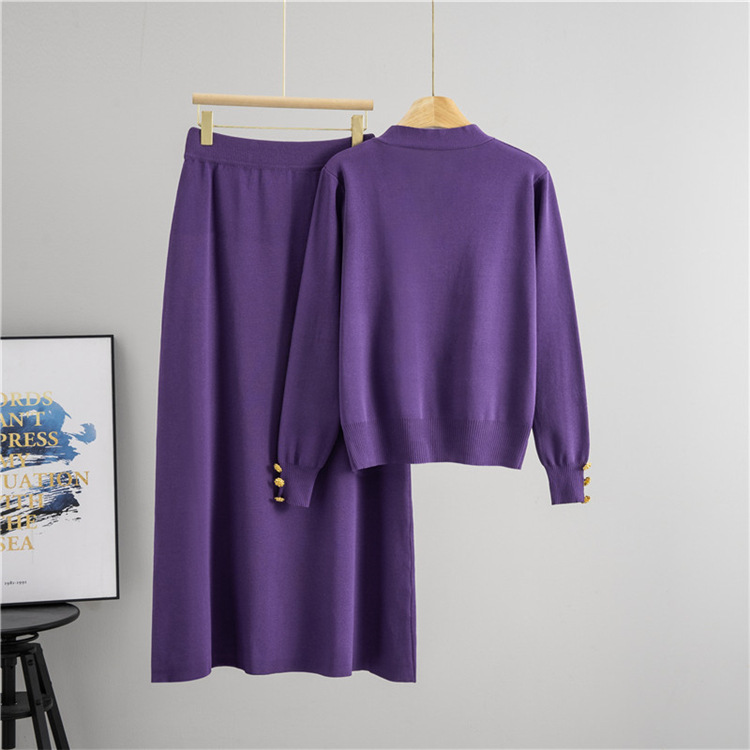European style cardigan long skirt a set for women