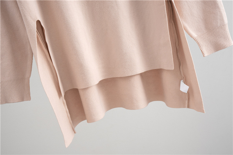 Round neck autumn and winter slit sweater 2pcs set