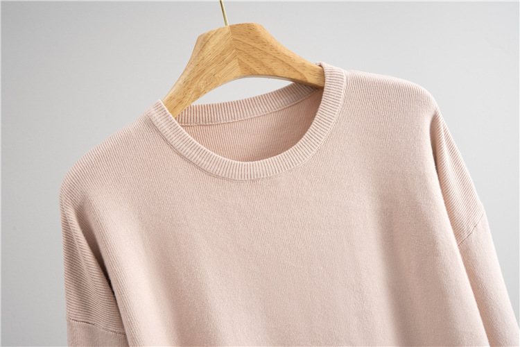 Round neck autumn and winter slit sweater 2pcs set