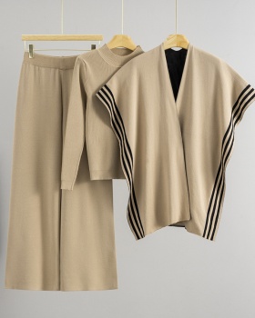 Autumn and winter sweater waistcoat 3pcs set for women