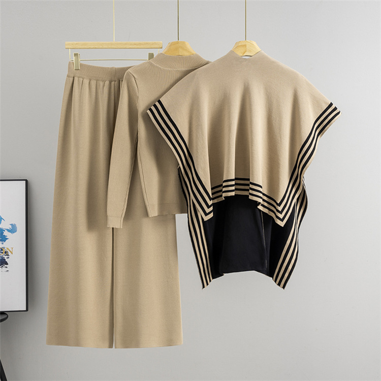 Autumn and winter sweater waistcoat 3pcs set for women