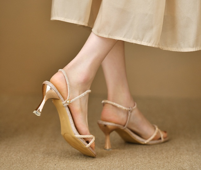 Fine-root rhinestone summer fashion rome sandals for women