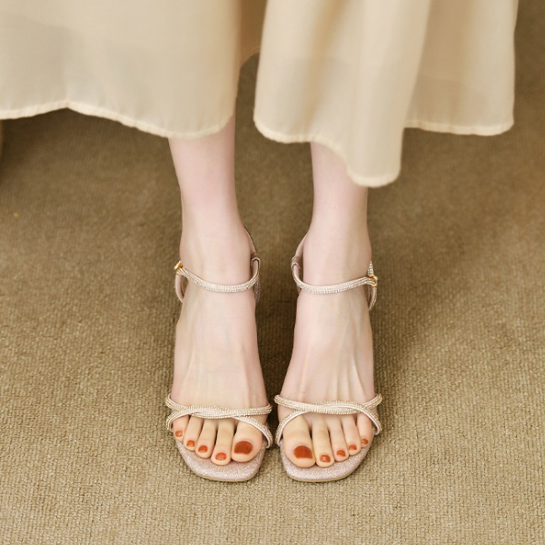 Fine-root rhinestone summer fashion rome sandals for women