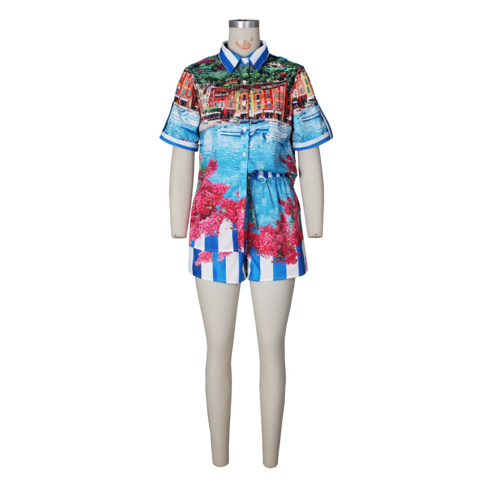 Mixed colors printing shorts a set for women