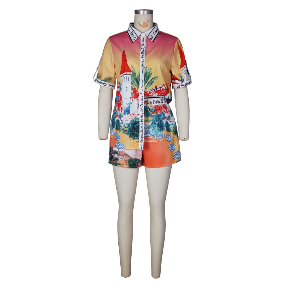 Mixed colors printing shorts a set for women