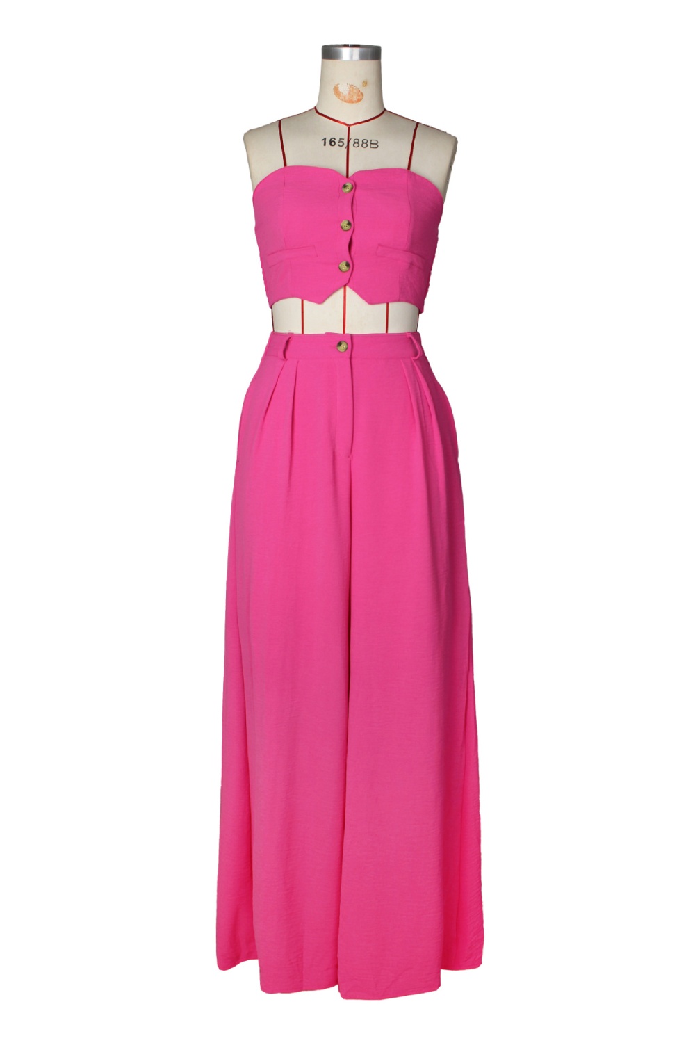 Elasticity waistcoat wide leg pants a set for women
