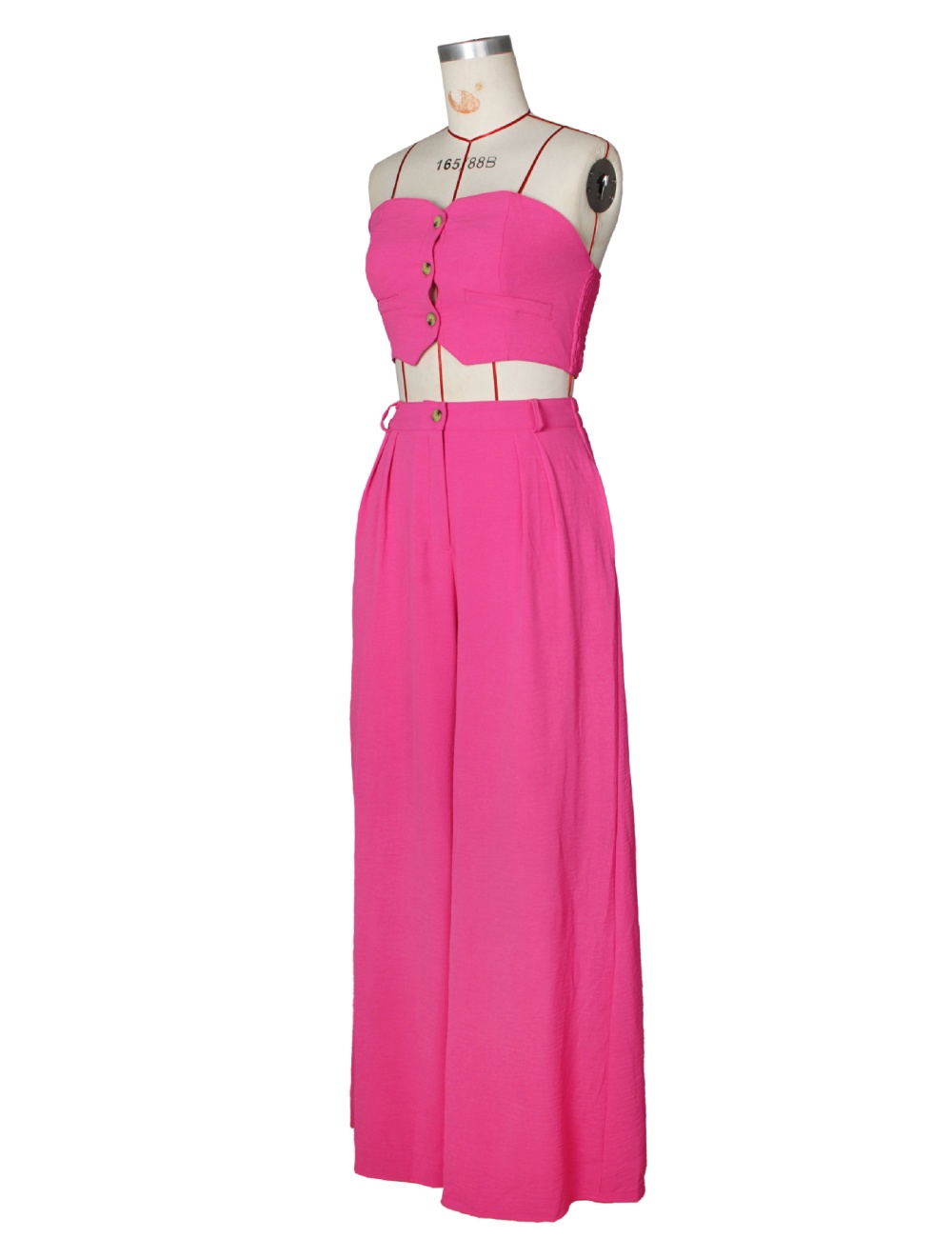 Elasticity waistcoat wide leg pants a set for women