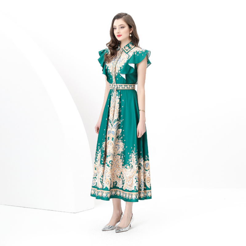 Lapel skirt hem boats sleeve dress court style long corset