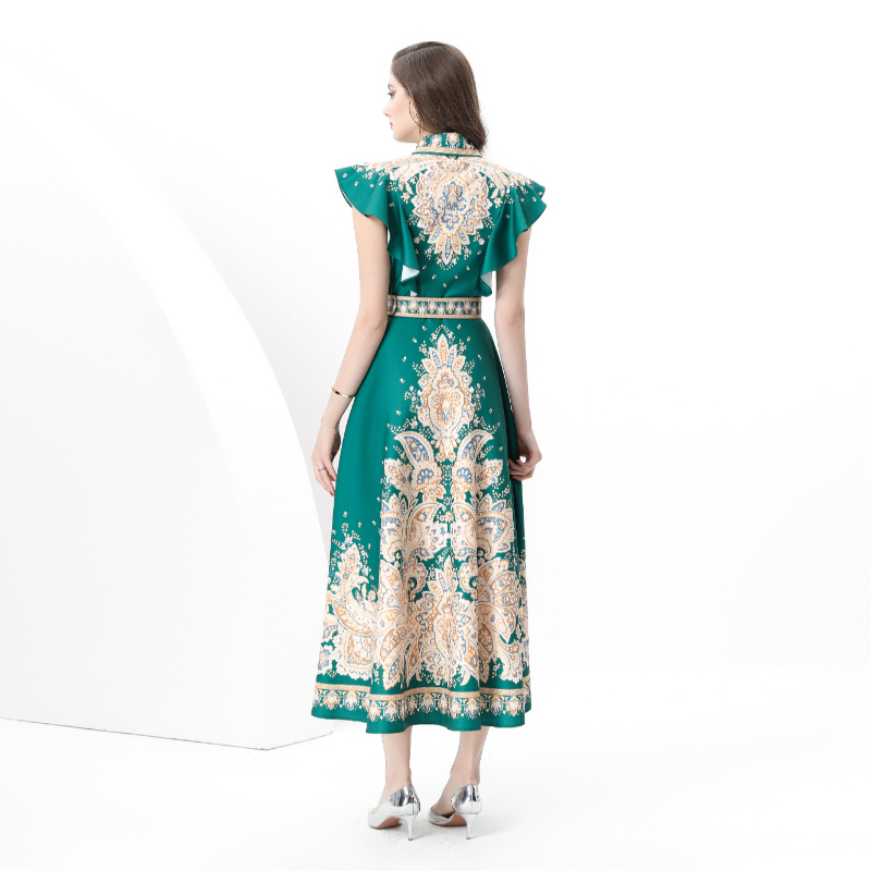 Lapel skirt hem boats sleeve dress court style long corset