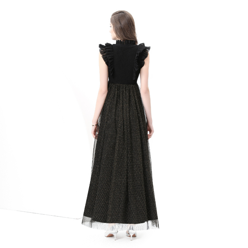 Lace V-neck long long sleeve vacation dress