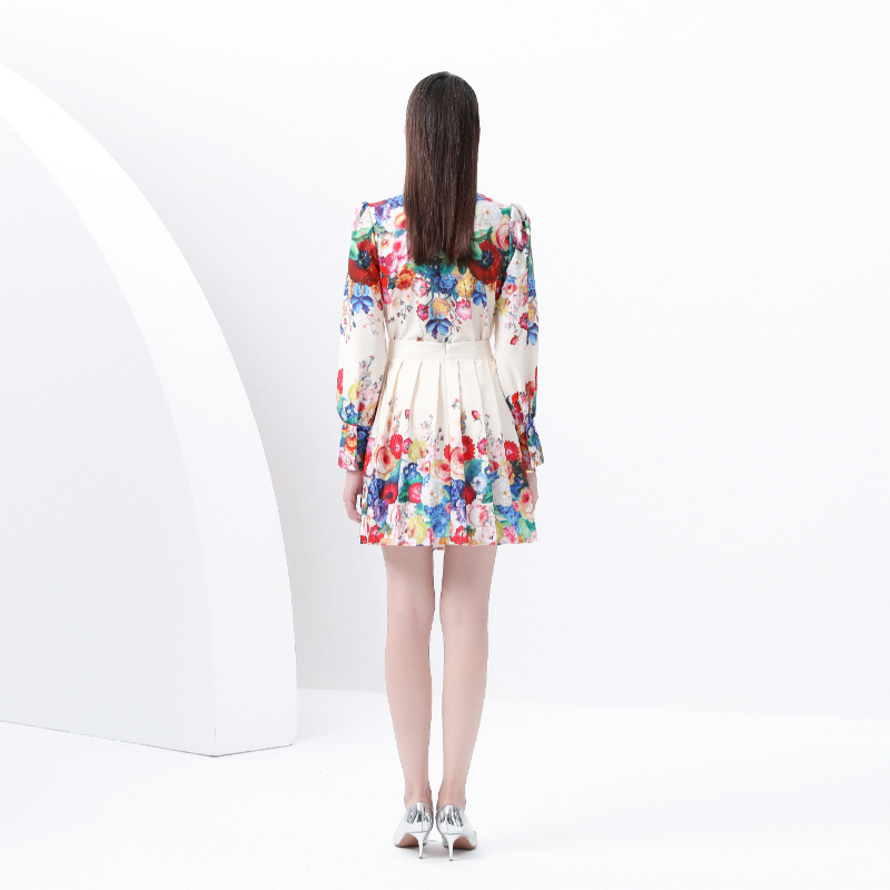 Pleated skirt painting shirt 2pcs set
