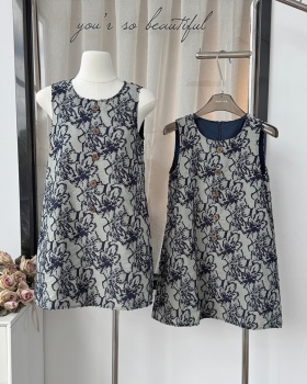 Retro A-line sleeveless dress ink Chinese style dress