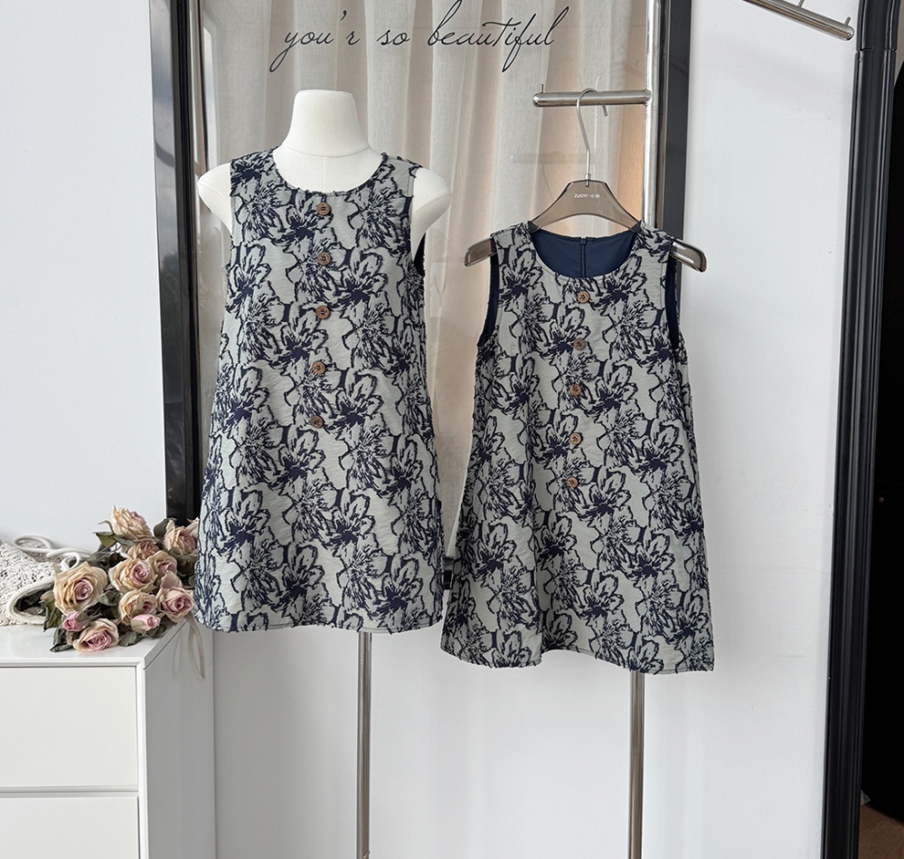 Retro A-line sleeveless dress ink Chinese style dress