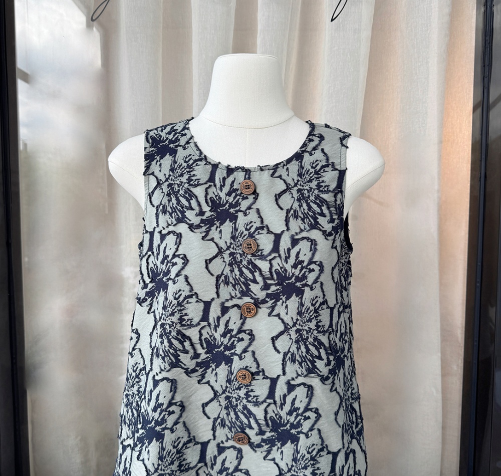 Retro A-line sleeveless dress ink Chinese style dress