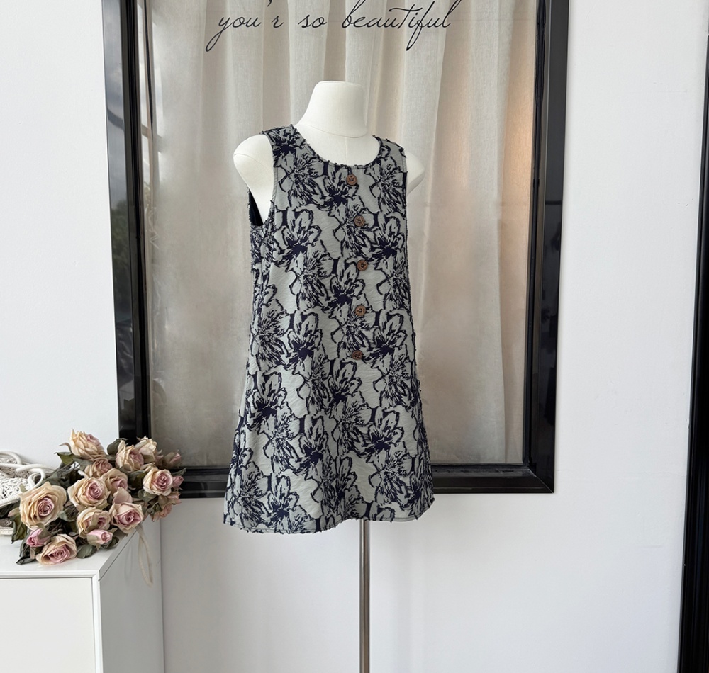 Retro A-line sleeveless dress ink Chinese style dress