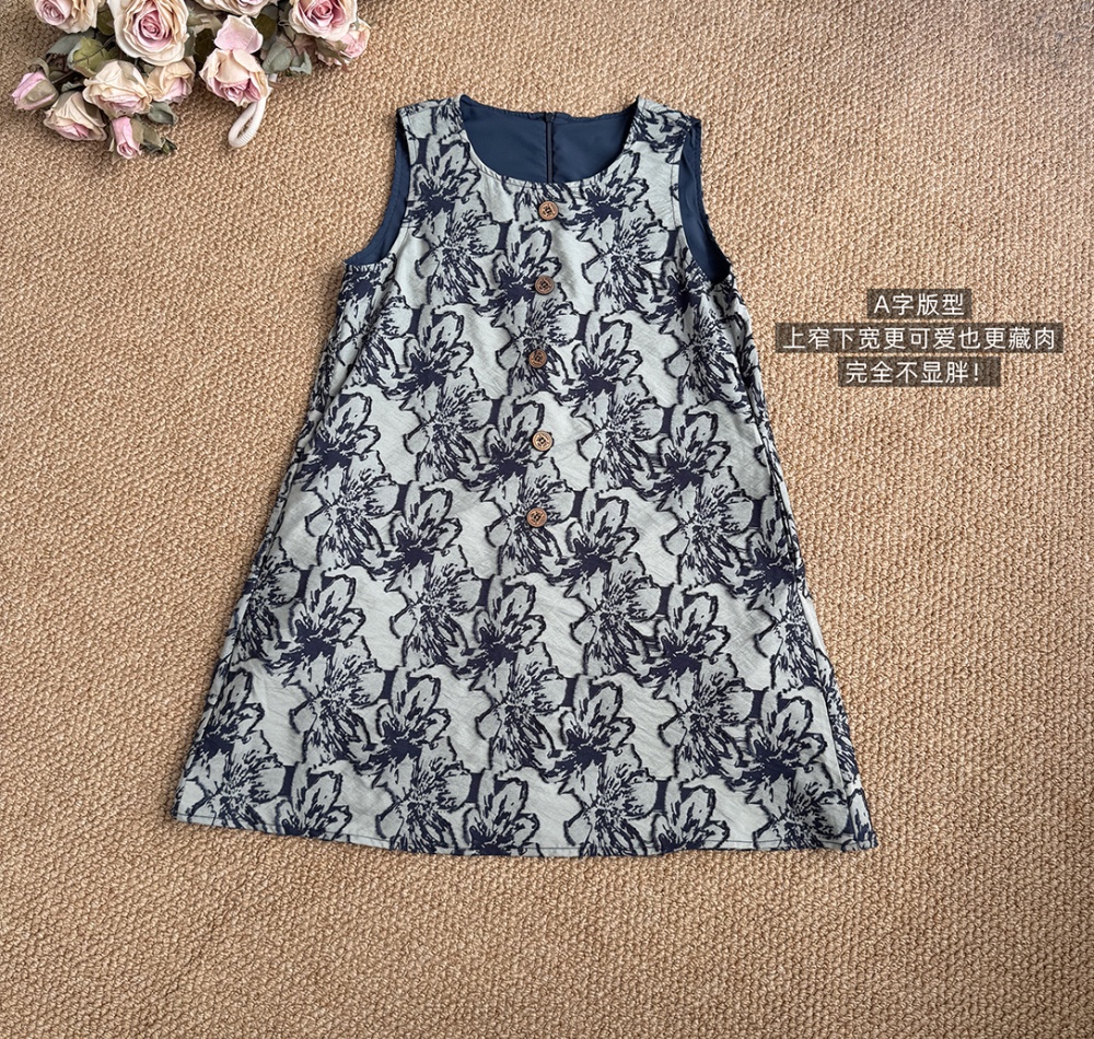 Retro A-line sleeveless dress ink Chinese style dress