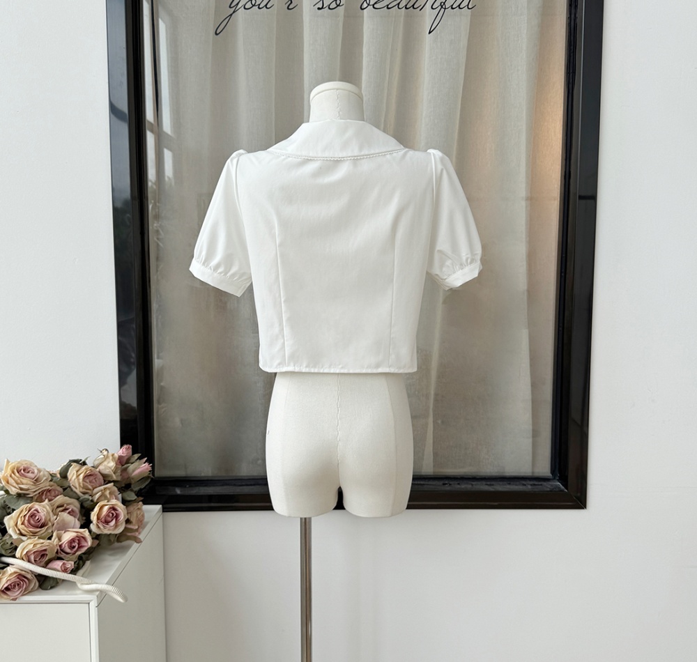 College style bow shirt heart summer tops for women