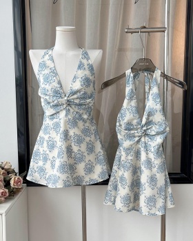 Slim vacation temperament chiffon shirt tender summer halter tops