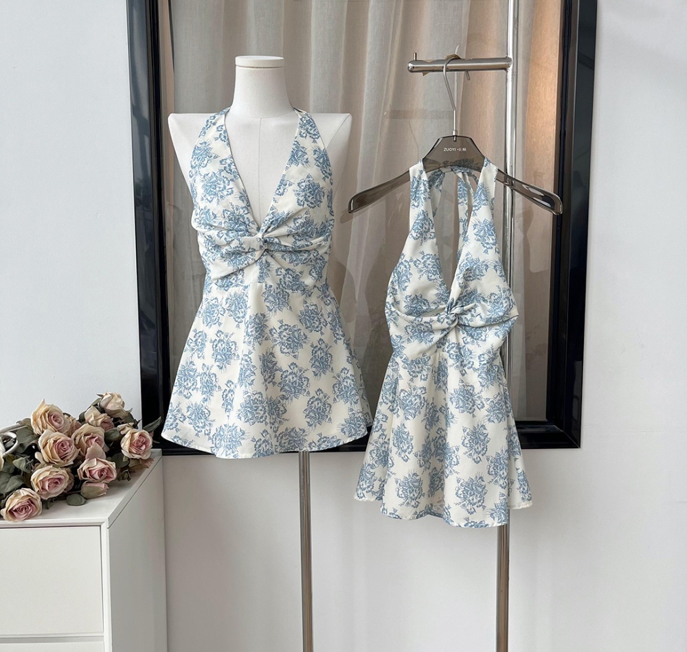 Slim vacation temperament chiffon shirt tender summer halter tops