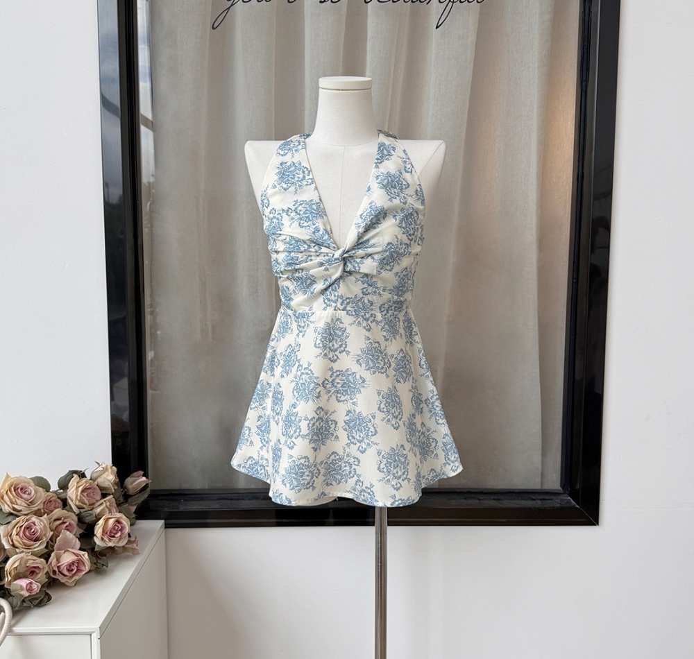 Slim vacation temperament chiffon shirt tender summer halter tops