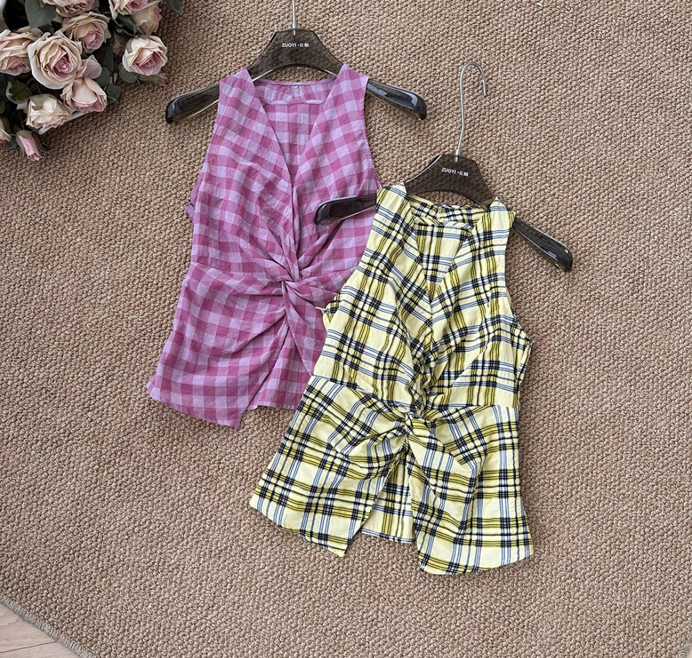 Halter cotton tops sleeveless retro vest for women