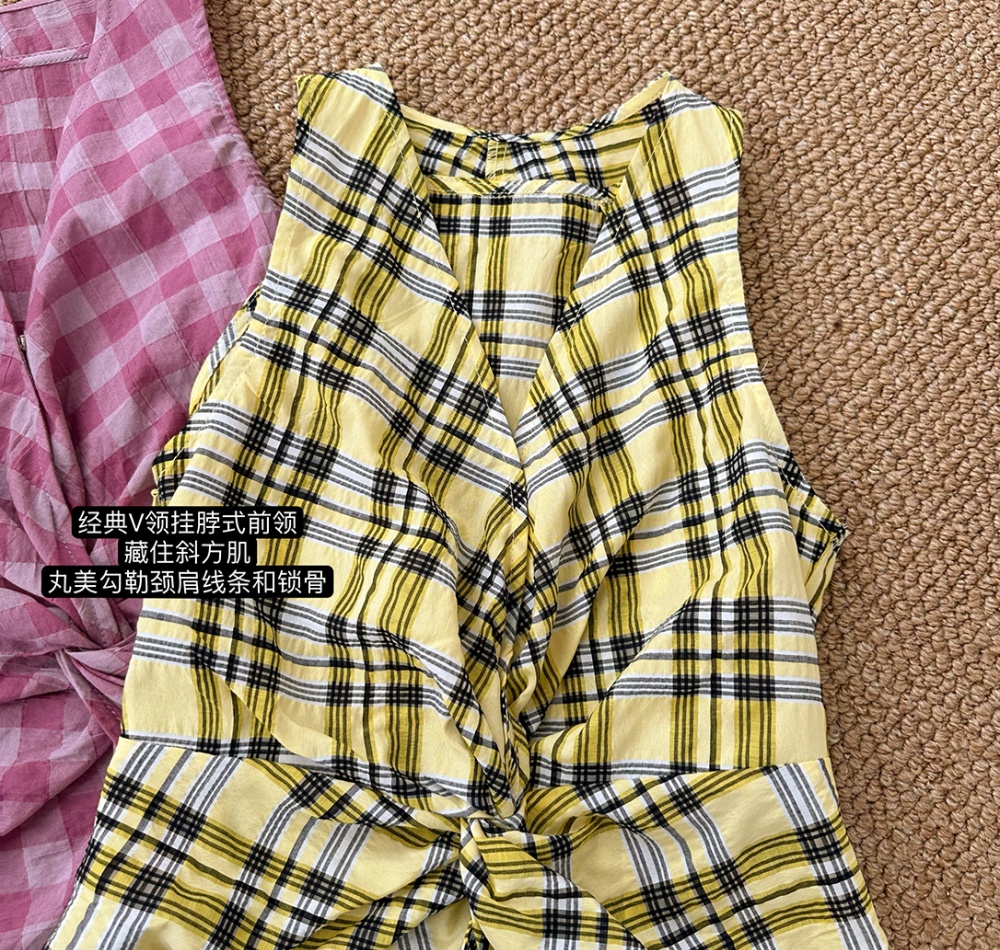 Halter cotton tops sleeveless retro vest for women