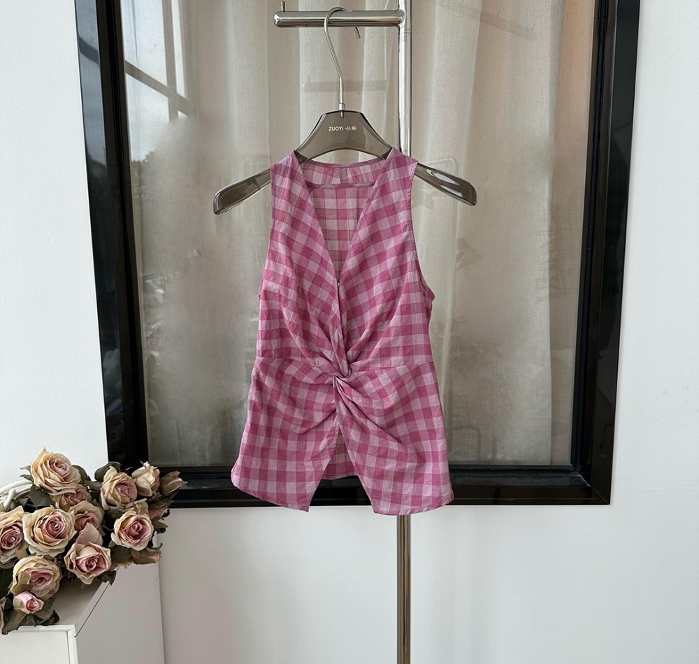 Halter cotton tops sleeveless retro vest for women
