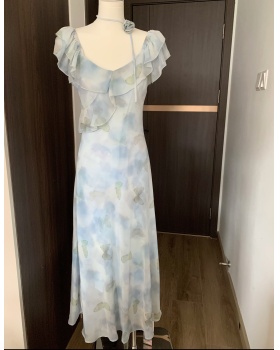Temperament V-neck France style butterfly dress for women