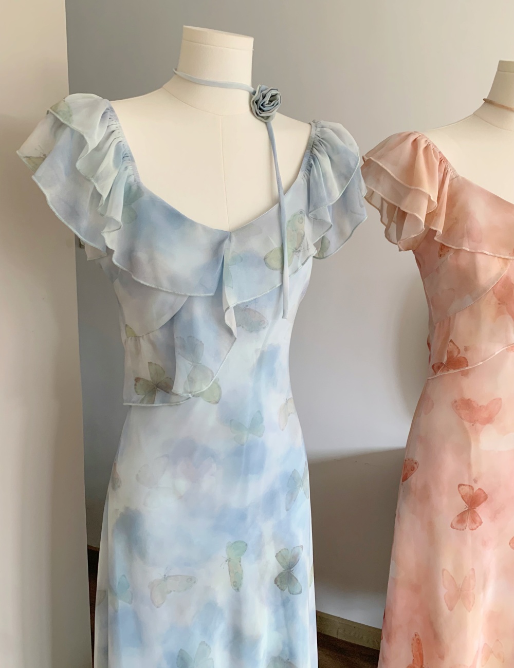Temperament V-neck France style butterfly dress for women